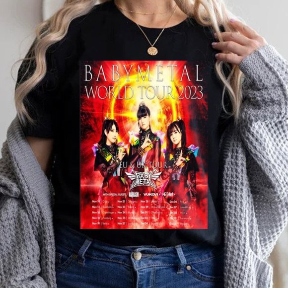 Babymetal Tour 2023 Kawaii Metal J-pop T-Shirt, Power Metal Music Fans Tee Shirt - Picture 1 of 4